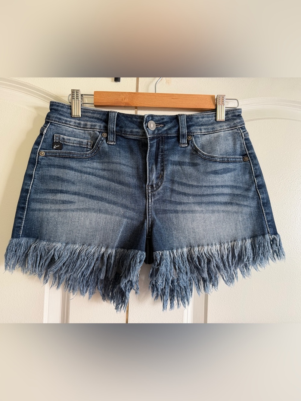 KanCan Blue Frayed Hem Denim Shorts Palmetto Moon Booty Sexy Concert Jean